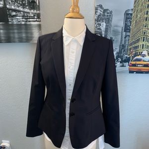 ANN TAYLOR Sharp PETITE NAVY Business Suit  Blazer